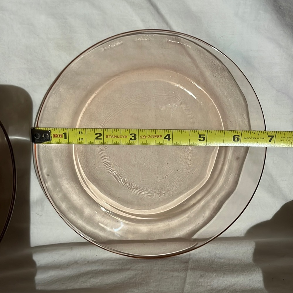 Vintage pink depression glass style Kedaung Group Indonesia Salad Plates x4 - Picture 3 of 3